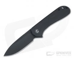 CIVIVI Elementum Black Ebony Wood Black Stonewashed D2 Liner Lock Flipper C907W