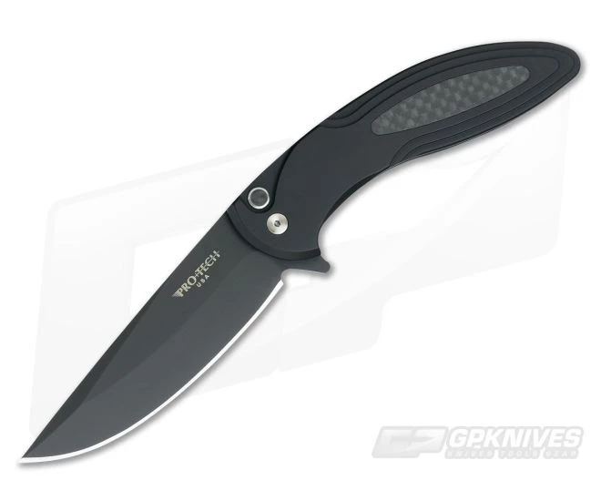 Protech Cambria Flipper Black DLC Plain Edge Carbon Fiber Inlays CF22 3 Protech Cambria Flipper Black DLC Plain Edge Carbon Fiber Inlays CF22