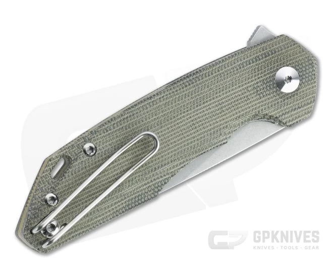 GiantMouse ACE Corta Stonewashed M390 Green Canvas Micarta Liner Lock Flipper 4 GiantMouse ACE Corta Stonewashed M390 Green Canvas Micarta Liner Lock Flipper - Image 2
