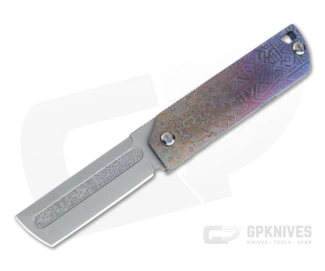 D Rocket Design MaximX Flipper M390 Aztec Engraved Anodized Titanium Folder 0035 3 D Rocket Design MaximX Flipper M390 Aztec Engraved Anodized Titanium Folder 0035