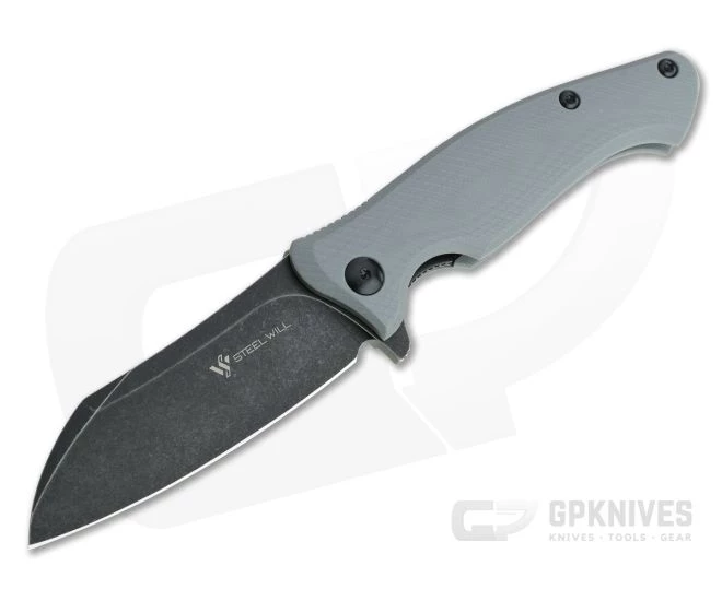 Steel Will Nutcracker Black Stonewashed N690Co Gray G10 Flipper F24-20 3 Steel Will Nutcracker Black Stonewashed N690Co Gray G10 Flipper F24-20