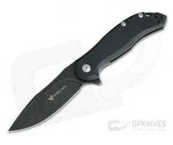 Steel Will Lanner Mini Black Stonewashed D2 Flipper Black G10 F35M-09