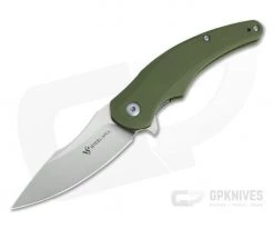 Steel Will Arcturus Mini Flipper Satin D2 Green G10 F55M-02