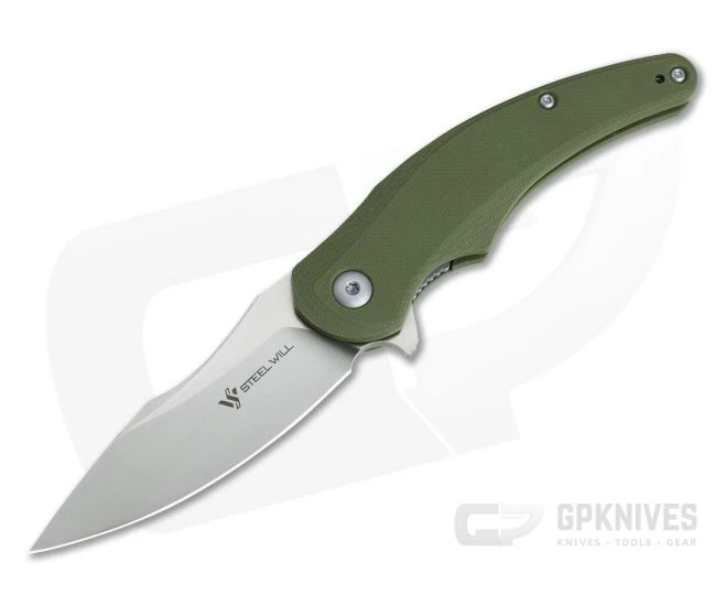 Steel Will Arcturus Mini Flipper Satin D2 Green G10 F55M-02 3 Steel Will Arcturus Mini Flipper Satin D2 Green G10 F55M-02