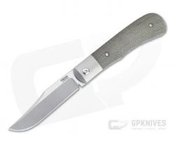 Pena Knives X Series Large Texas Trapper Bolstered Green Canvas Micarta M390 Front Flipper