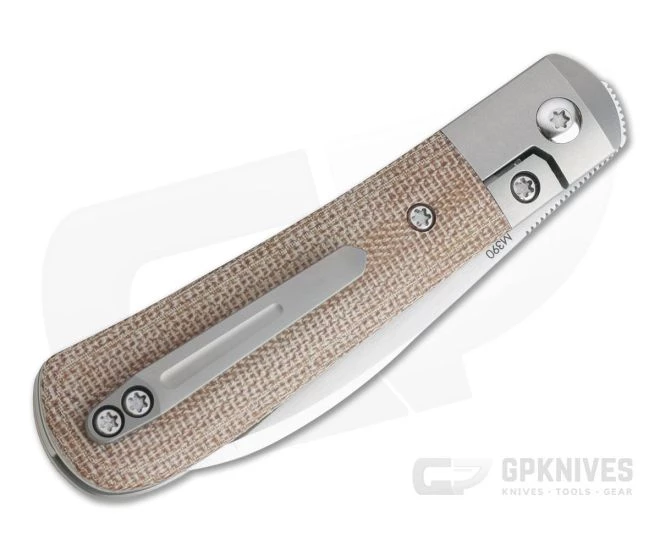 Pena Knives X Series Front Flipper Swayback Bolstered Brown Canvas Micarta 4 Pena Knives X Series Front Flipper Swayback Bolstered Brown Canvas Micarta - Image 2