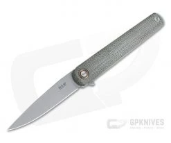 MKM Zieba Flame Drop Point M390 Green Canvas Micarta Titanium Frame Lock Flipper FL01-GCT