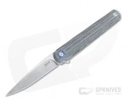 MKM x Zieba Flame Light Flipper Drop Point Stonewashed M390 Black Micarta Folder FL01L-BC