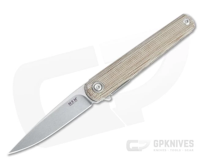 MKM x Zieba Flame Light Flipper Drop Point Stonewashed M390 Natural Micarta Folder FL01L-NC 3 MKM x Zieba Flame Light Flipper Drop Point Stonewashed M390 Natural Micarta Folder FL01L-NC