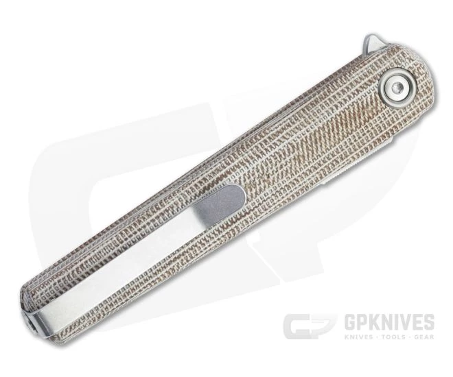 MKM x Zieba Flame Light Flipper Drop Point Stonewashed M390 Natural Micarta Folder FL01L-NC 4 MKM x Zieba Flame Light Flipper Drop Point Stonewashed M390 Natural Micarta Folder FL01L-NC - Image 2