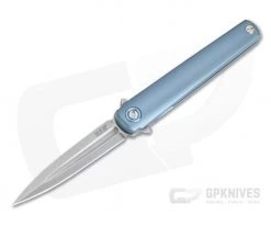 MKM Zieba Flame Dagger M390 Blue Titanium Frame Lock Flipper FL02-TBSW