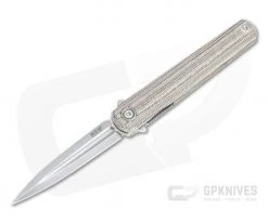 MKM x Zieba Flame Light Flipper Dagger Stonewashed M390 Natural Micarta Folder FL02L-NC