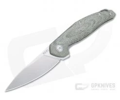 MKM Anso Goccia Satin M390 3D Green Canvas Micarta Liner Lock Flipper GC-GC