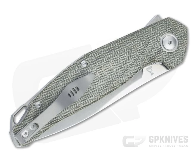 MKM Anso Goccia Satin M390 3D Green Canvas Micarta Liner Lock Flipper GC-GC 4 MKM Anso Goccia Satin M390 3D Green Canvas Micarta Liner Lock Flipper GC-GC - Image 2