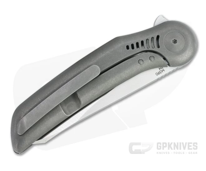 Reate Knives Gents #9 Flipper Satin M390 Dark Bead Blasted Titanium Folder 4 Reate Knives Gents #9 Flipper Satin M390 Dark Bead Blasted Titanium Folder - Image 2