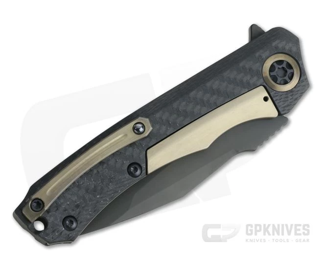 Heretic Knives Wraith Tanto DLC Elmax Chemtina Brass Integral Carbon Fiber Frame Lock Flipper H101-6A-CF/CHEM-01 4 Heretic Knives Wraith Tanto DLC Elmax Chemtina Brass Integral Carbon Fiber Frame Lock Flipper H101-6A-CF/CHEM-01 - Image 2