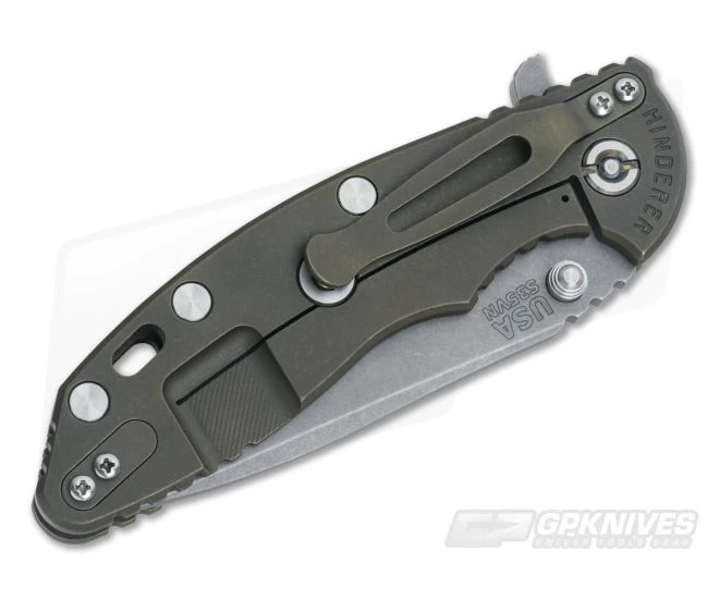 Hinderer Knives XM-18 3.5" OD Green Fatty Spanto Battle Bronze Frame 4 Hinderer Knives XM-18 3.5" OD Green Fatty Spanto Battle Bronze Frame - Image 2