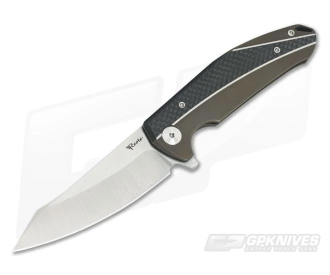 Reate Knives K-1 Carbon Fiber Bronze Ti M390 Satin Flipper 3 Reate Knives K-1 Carbon Fiber Bronze Ti M390 Satin Flipper