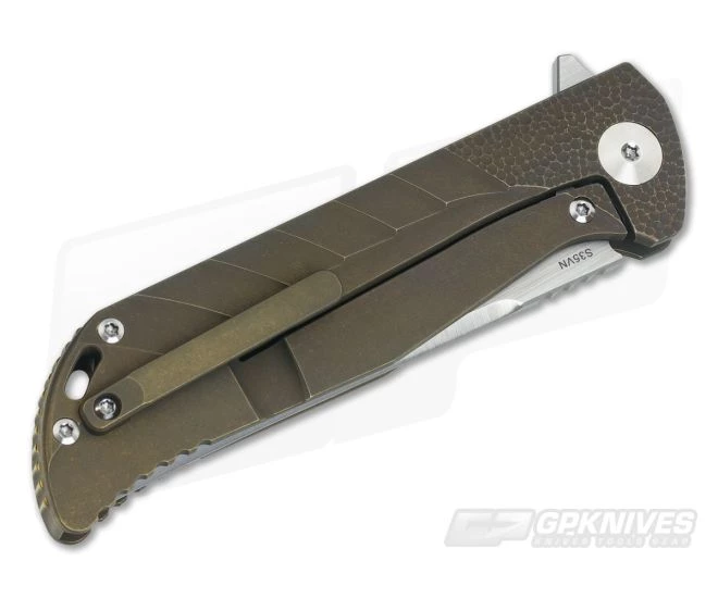 Reate Knives K-2 Compound Ground Tanto Bronze Anodized Titanium S35VN Flipper 4 Reate Knives K-2 Compound Ground Tanto Bronze Anodized Titanium S35VN Flipper - Image 2