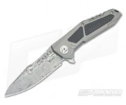 Reate Knives K-3 Carbon Fiber Inlay Drop Point Damasteel Flipper