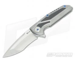 Reate Knives K-4 Carbon Fiber Inlay Stonewash Titanium M390 Flipper