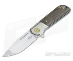 Liong Mah Designs Lanny S35VN Green Canvas Micarta Flipper