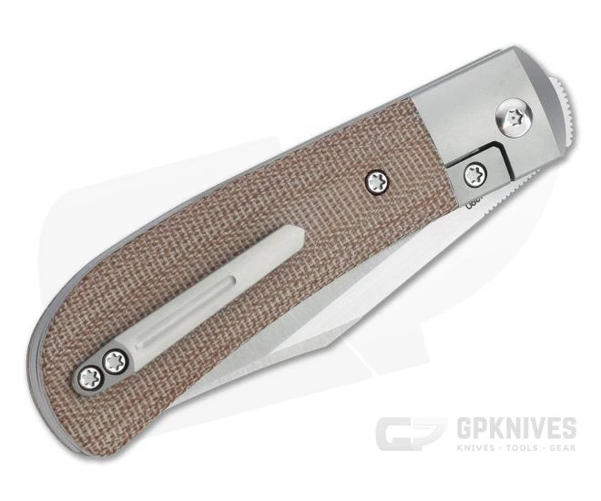 Pena Knives X-Series Lanny's Clip Front Flipper Satin M390 Brown Canvas Micarta 4 Pena Knives X-Series Lanny's Clip Front Flipper Satin M390 Brown Canvas Micarta - Image 2