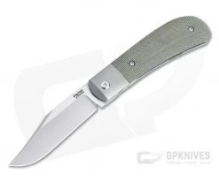 Pena Knives X-Series Lanny's Clip Front Flipper Satin M390 Green Canvas Micarta