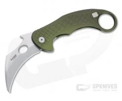 LionSteel X Emerson L.E. One Karambit Stonewashed Magnacut Green Aluminum Frame Lock Flipper LE1 A GS