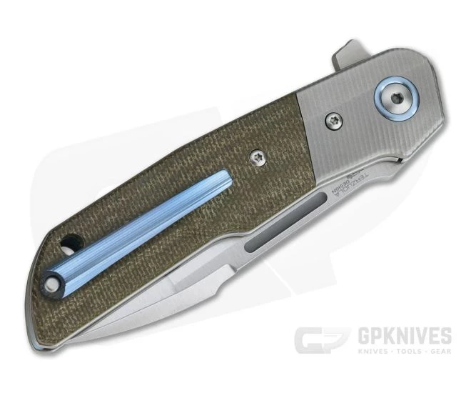 MKM Mikita Terzuola Clap Bolstered Green Canvas Micarta M390 Liner Lock Flipper LS01-GCT 4 MKM Mikita Terzuola Clap Bolstered Green Canvas Micarta M390 Liner Lock Flipper LS01-GCT - Image 2