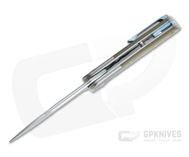 MKM Mikita Terzuola Clap Bolstered Green Canvas Micarta M390 Liner Lock Flipper LS01-GCT 6 MKM Mikita Terzuola Clap Bolstered Green Canvas Micarta M390 Liner Lock Flipper LS01-GCT - Image 4