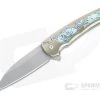 Protech Malibu Custom Wharncliffe Stonewashed 20CV Abalone Inlaid Bronze 3D Titanium Flipper AB-03