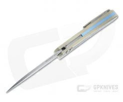 Protech Malibu Custom Wharncliffe Stonewashed 20CV Abalone Inlaid Bronze 3D Titanium Flipper AB-03 -Outlet Flippers Store malibu ab 03 3