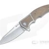 Reate x Lambert Mini Crossroads Satin M390 Brown Micarta Inlaid Titanium Flipper -Outlet Flippers Store mcr brm 1 1