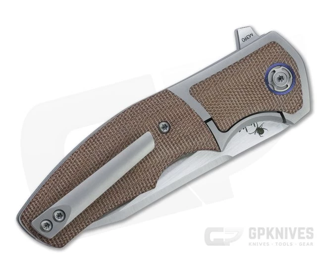 Reate x Lambert Mini Crossroads Satin M390 Brown Micarta Inlaid Titanium Flipper 4 Reate x Lambert Mini Crossroads Satin M390 Brown Micarta Inlaid Titanium Flipper - Image 2