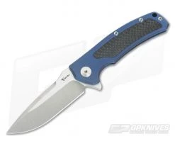 Reate Knives Mini Horizon-D Blue Titanium Carbon Fiber M390 Frame Lock Flipper