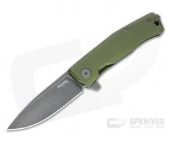 LionSteel Myto Black Stonewashed M390 Green Aluminum Frame Lock Flipper MT01A-GB