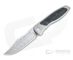 Sharp By Design Mini Tempest Bowie Damasteel Blue Dark Matter FatCarbon Front Flipper Knife