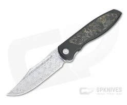 Sharp By Design Mini Tempest Bowie Damasteel Gold Dark Matter FatCarbon PVD Front Flipper Knife
