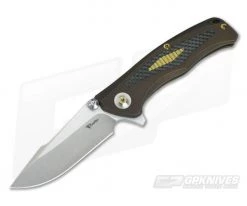 Reate Knives New Torrent Carbon Fiber Inlay Bronze Titanium Frame Lock Flipper Satin RWL34