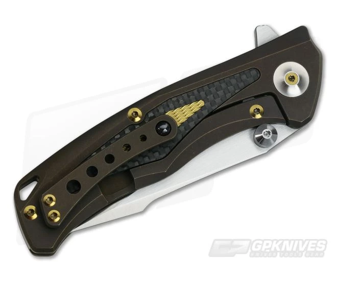 Reate Knives New Torrent Carbon Fiber Inlay Bronze Titanium Frame Lock Flipper Satin RWL34 4 Reate Knives New Torrent Carbon Fiber Inlay Bronze Titanium Frame Lock Flipper Satin RWL34 - Image 2