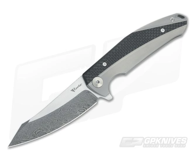 Reate Prototype Frame Lock Flipper Carbon Fiber & Damascus 3 Reate Prototype Frame Lock Flipper Carbon Fiber & Damascus