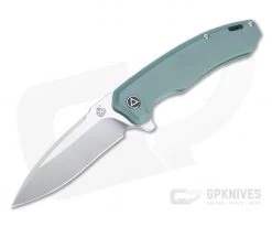 QSP Knives Woodpecker Satin M390 Green Titanium Frame Lock Flipper QS116-B II