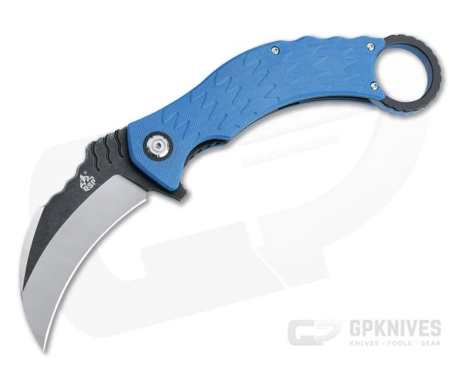 QSP Knives Eagle Karambit Two Tone D2 Blue G10 Liner Lock Flipper QS120-D 3 QSP Knives Eagle Karambit Two Tone D2 Blue G10 Liner Lock Flipper QS120-D