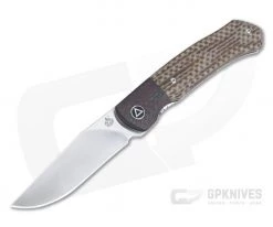 QSP Knives Gannet Satin 154CM Carbon Fiber Bolstered Brown Micarta Front Flipper