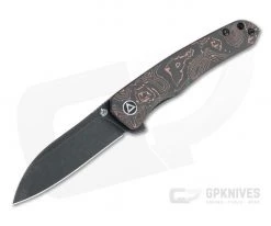 QSP Knives Otter Black Stonewashed S35VN Copper Foil Carbon Fiber Liner Lock Flipper QS140-B2