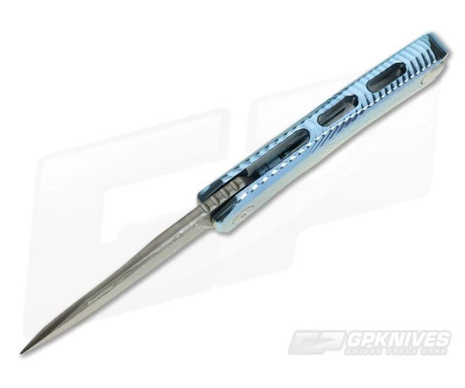 LionSteel ROK H.WAYL Hidden Clip Blue Titanium Damascus Flipper ROK DD BL 5 LionSteel ROK H.WAYL Hidden Clip Blue Titanium Damascus Flipper ROK DD BL - Image 3