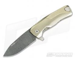 LionSteel ROK H.WAYL Hidden Clip Gold Titanium Damascus Flipper ROK DD GL