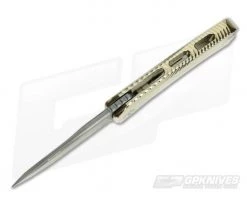 LionSteel ROK H.WAYL Hidden Clip Gold Titanium Damascus Flipper ROK DD GL -Outlet Flippers Store rok dd gl 3