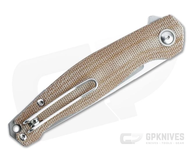 GiantMouse ACE Sonoma V2 Stonewashed Elmax Natural Micarta Liner Lock Flipper 4 GiantMouse ACE Sonoma V2 Stonewashed Elmax Natural Micarta Liner Lock Flipper - Image 2